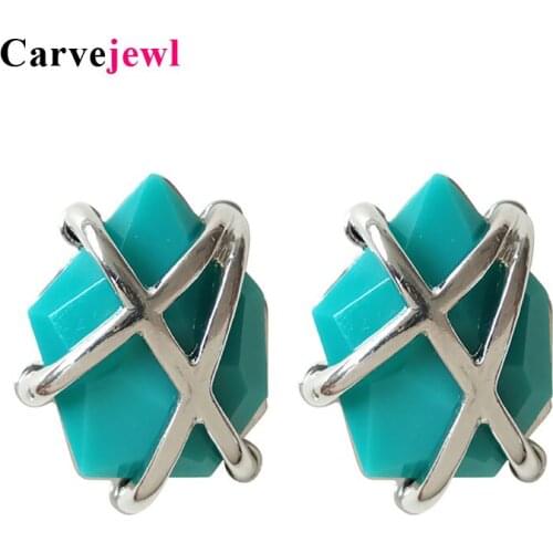Carvejewl Letter A stud earrings unique Korean design Resin Stone Gem Irregular Geometric Earring For Women Girl Holiday Jewelry