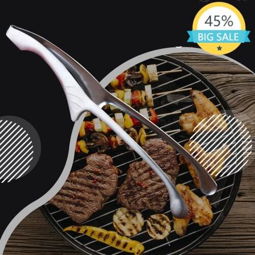 Stainless Steel Grill Tongs BBQ Tongs Kitchen Tongs for Cooking Small Oven Serving Tong with Support Stand Self-Standing Tong