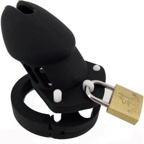 Silicone Chastity Cage Black CB6000 Sex Products Male Masturbator Chastity Device JJ Lock Cock Rings Sex Toy for Men