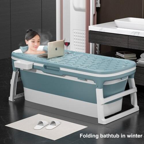 1.4m Adult Folding Bathtub Thickening Folding Bathtub Portable Large Household Bathtub Bucket Whole Body Child Sauna
