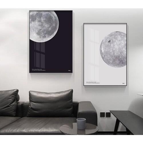 Modern Moons canvas painting posters and print unique wall art black and white pictures for living room bedroom aisle home decor