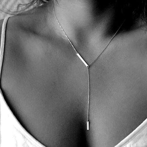 925 sterling silver stick bar charm simple long y lariat necklace for women simple jewelry