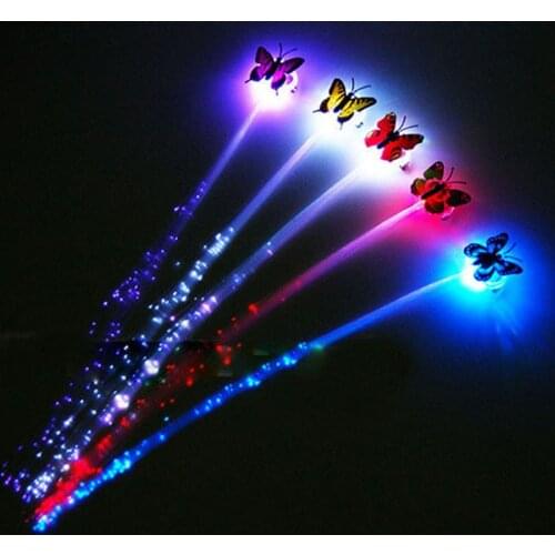 Glow Hair Braid Flash Fiber Hairpin Clip Luminous Butterfly Headband Luminescent Valentines Day Easter Wedding Birthday Party