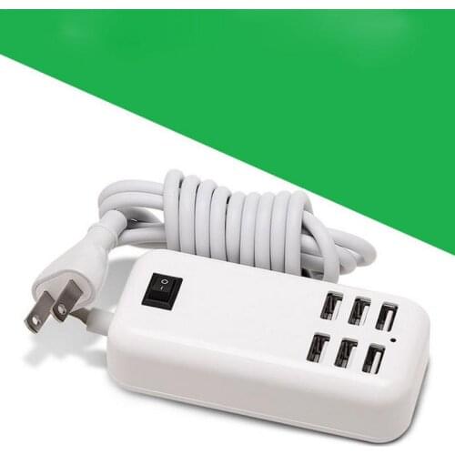 220V 6 Port Charging Socket Travel Multi-Port Fast Charge USB Charger Smart PLUG With Switch LED Status Display Light