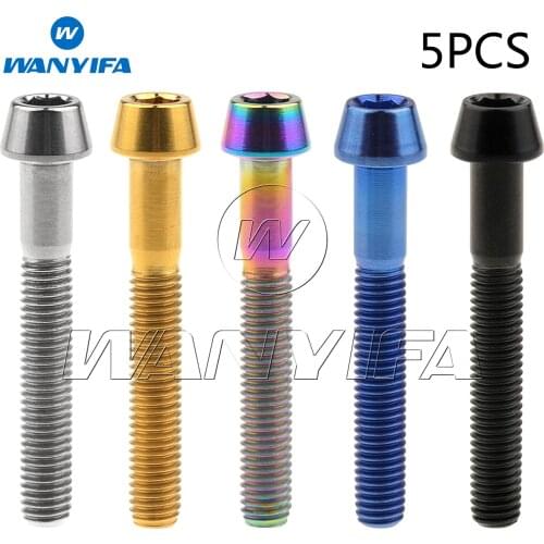Wanyifa 5PCS Titanium Ti Bolt M5 35mm M5x35mm Screw Bike Bicycle Parts
