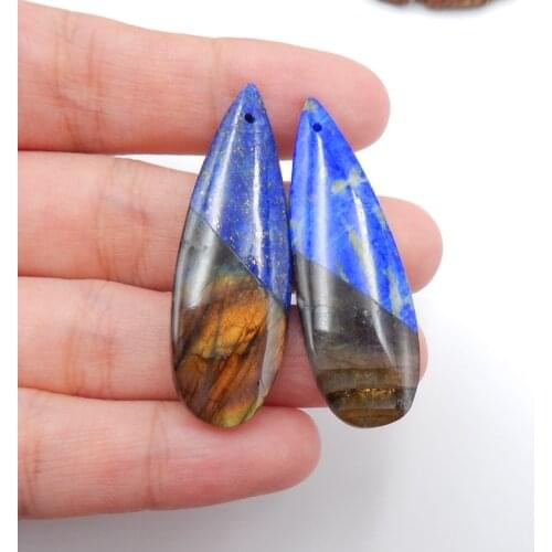 Popular Jewelry blue Jewelry Women Earrings ,Lapis lazuli ,labradorite Intarsia stone jewelry earring 42x14x5mm,8.7g