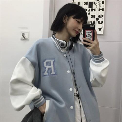 Womens Coat Cardigan Baseball Jacket Female Oversize Harajuku Embroidery Dropshipping Warm Korean Hip Hop Streetwear Clothing