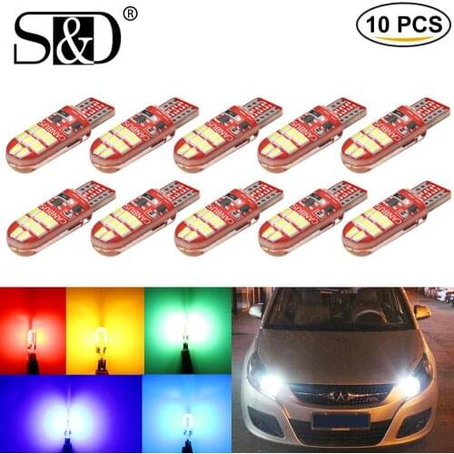 10Pcs Canbus No Error T10 W5W 194 168 LED Bulbs Car Parking Light Side Door Lamps Reverse Instrument Panel 12V Red Yellow White