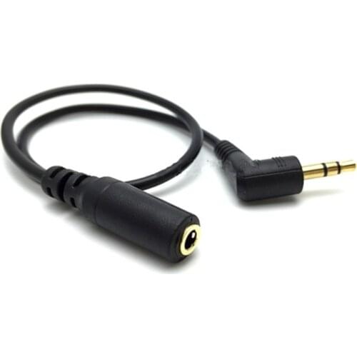 15cm 90 Degree Right Angled 3 5mm 3 Pole Audio Stereo Male to Female Extension Cable 2pcs/lot