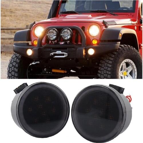 2Pcs LED Turn Signal Lights Super Bright Bumper DRL Day Running Lights with Halo Universal Car Lights for Jeep Wrangler 07-17