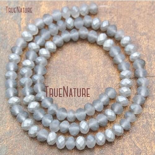20Strand Titanium Translucent Metallic Grey Frosted Faceted Rondelle Beads Beads Glass Crystal Beads 4x6mm BE15370
