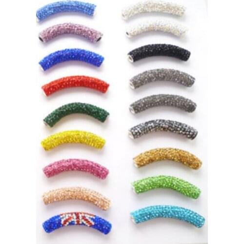 20pcs/lot 1cm * 5cm mix Micro pave White Disco Ball Crystal crystal Beads long bending Tube gv3213 Bracelet