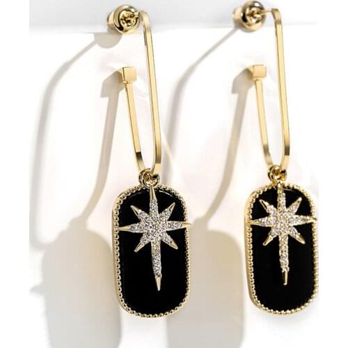 2021 Korean Long Statement Geometric Gold Color Dangle Drop Earrings For Women Star Earrings Fashion Jewelry Oorbellen Brincos