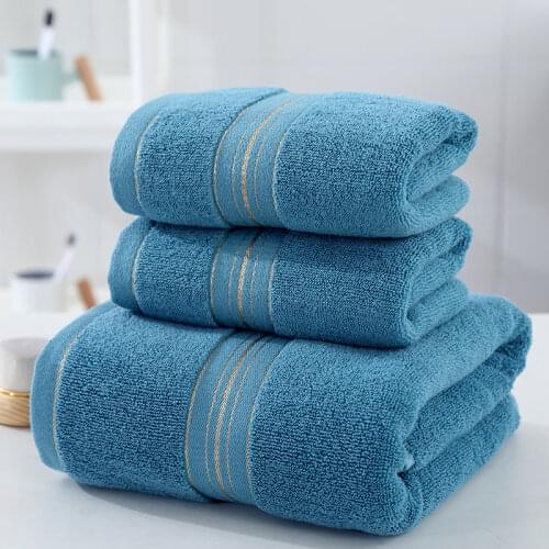 3pcs/set Towel Set Cotton 70x140cm Bath Towel and 2 Face Hand Towel Super Soft Absorbent Washcloth For Adults