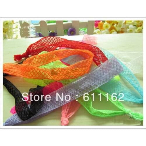 300pcs New Arrival 10 Color Plaid Lace Headband Girls Hair Accessories Baby Hairband Hair Elastic Hand Fashion Taenia
