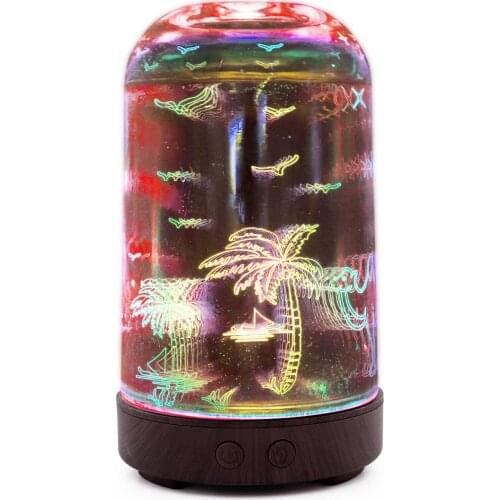 3D colorful night light glass fireworks Multifunctional silent aromatherapy machine humidifier ultrasonic essential oil atomizer