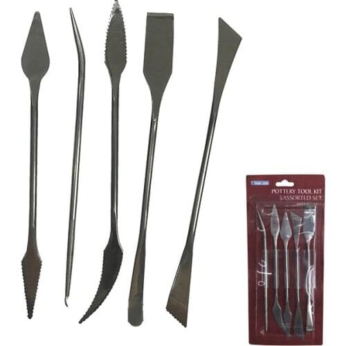 5Pcs/Lot High Quality Stainless Steel Sculpture Tools Hand Sludge Knife Soil Polymer Clay Carving Tools Car Mold Making