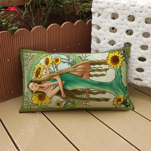 Asian European and African Sexy Beauty Woman Pictures Long Waist Pillow Case Home Car Sofa Decoration Rectangle Cushion Cover