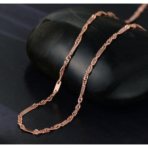 Real 18k Rose Gold Chain Women Luck Special Singapore Link Necklace 18inch 1-1.5g