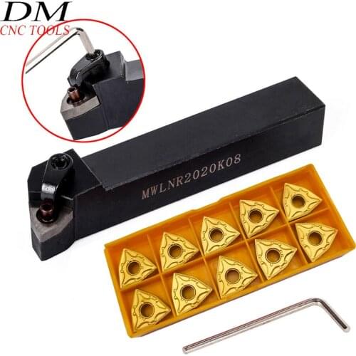 MWLNR2020K08 Lathe Turning Tool Holder + 10pcs WNMG080408 WNMG432 US735 Carbide Inserts