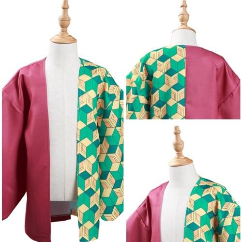 Children Coat Anime Demon Slayer: Kimetsu no Yaiba Tomioka Giyuu Cosplay Costume Kimono Robe Halloween Cloak Kids