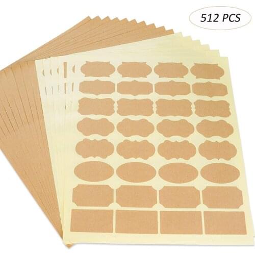 512 Pcs Labels for Jars,Kraft Paper Label Stickers for Essential Oil Bottle,Food Jar Bottle Labels Name Tags (16 Sheet)