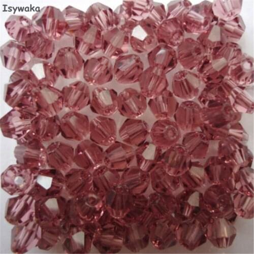 Isywaka Sale Purple Color 100pcs 4mm Bicone Austria Crystal Beads charm Glass Beads Loose Spacer Bead for DIY Jewelry Making