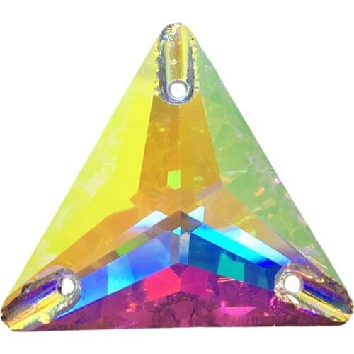 K9 Sew On Stone #3270 AB Crystal 12 16 22 mm Triangle Sew On Rhinestones Flatback Sewing Crystals for Dress Garment