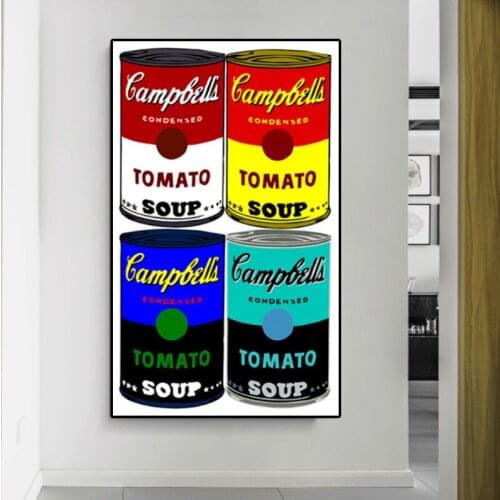 Oil Painting Printed on Canvas Andy Warhol Campbells Soup Classic Wall Art Canvas Paintings Wall Pictures for Living Room Decor