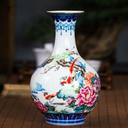 Classic Jingdezheng Chinese Handpaint Peony Flower Bird Pattern Wine TV Cabinet Home Decoration Art Accessory