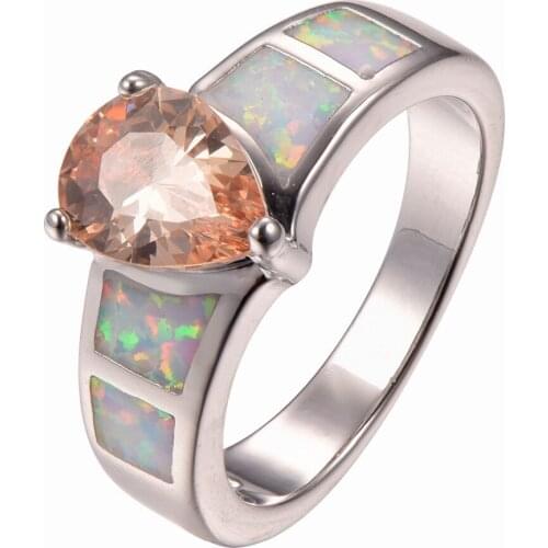 New Arrival Morganite With White Fire Opal 925 Sterling Silver Ring Size 6 7 8 9 10 R1354