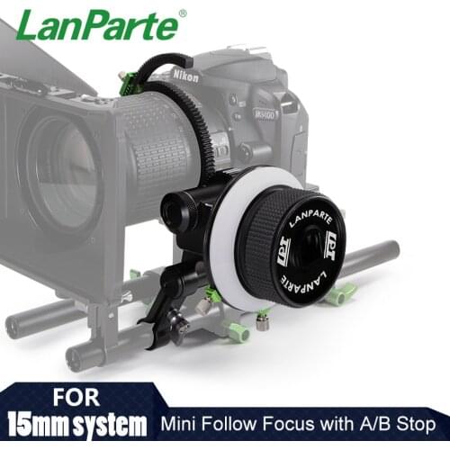 Lanparte Lightweight Mini Follow Focus with Adjustable Gear Ring and A B Hard Stop for DSLR Camera Accessories