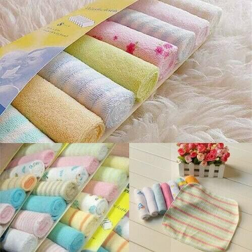 Soft Cotton Baby Infant Newborn Bath Towel Washcloth Feeding Wipe Cloth 8pcs