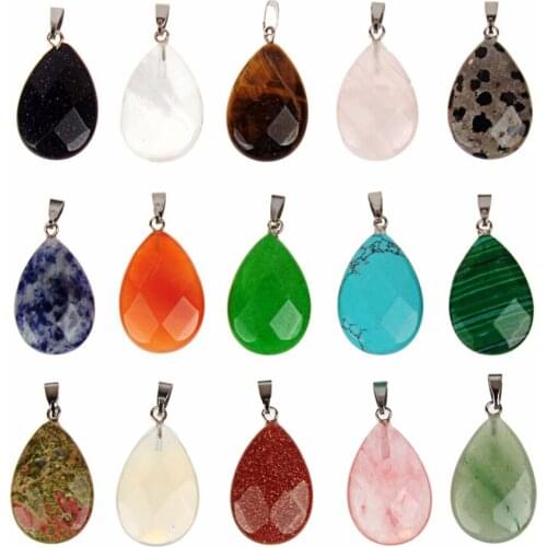 Natural Gem Stone Chrysoprase Onyx Quartz Oval Rhombus Healing Reiki Energy Crystal Prism Pendants For Jewelry Accessories Free