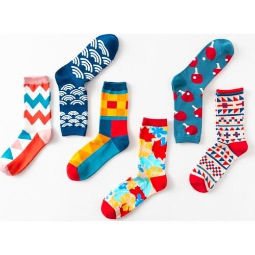 1 Pair Unisex Cotton Happy Sock Men Women British Style Casual Harajuku Pattern Brand Fashion Novelty Art For Couple Funny Socks