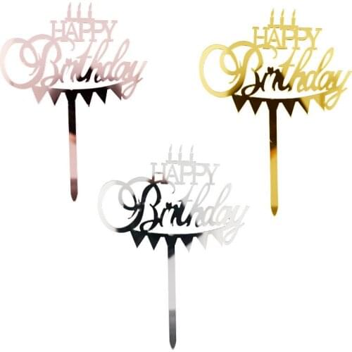 New Happy Birthday Cake Topper Acrylic Letter Cake Toppers Party Supplies Happy Birthday Baking Baby showr Party Favors