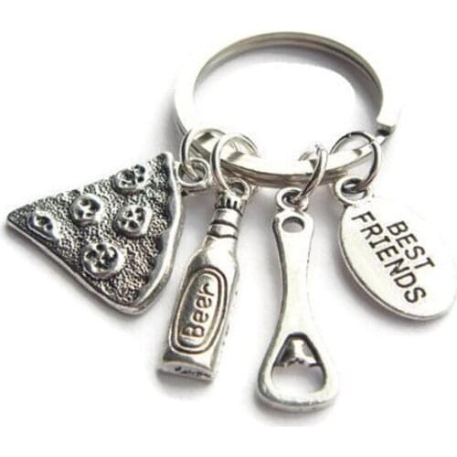 Personalised Pizza Keyring, Food Lover Gift, Beer Buddy Present, Gifts for Him, Brother Keychain, College Graduation Gifts