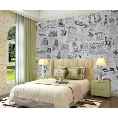 Custom mural wallpaper 3D retro background wall old newspaper murals