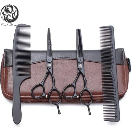 6" 17.5cm 440C Black Purple Dragon Professional Hairdressing Scissors Cutting Shears Thinning Scissors Salon Hair Scissors Z9015