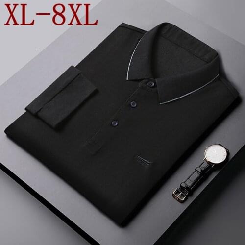 8XL 7XL 6XL 2021 New Autumn Loose Oversized Men Polo Shirts Long Sleeve Business Polo Homme Top Quality Mens Shirt