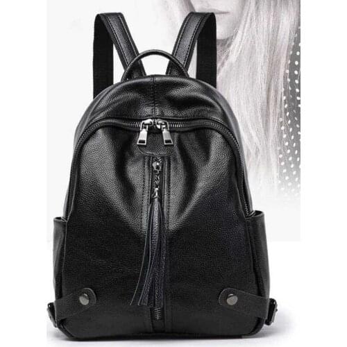 New Soft Head Layer Cowhide Leather Large Capacity Fashion Women Backpack Classic Multi-Function Luxury Retro Travel Backpack