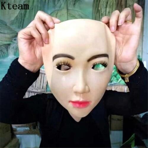 Sexy Girl Realistic Female Mask For Halloween Human Female Masquerade Latex Party Mask Sexy Girl Crossdress Costume Cosplay Mask