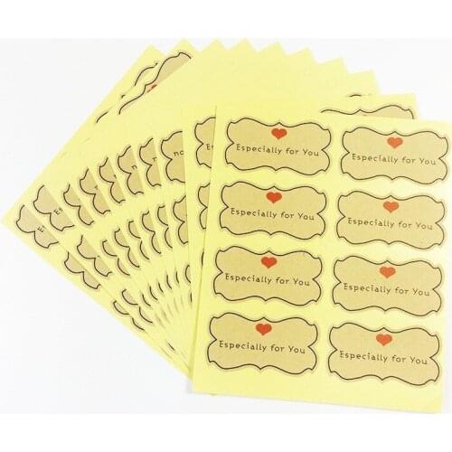 80pcs/pack MERCI Long Flower Type Thank You Especially For You Red Heart Leather Color Sealing Sticker