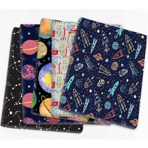 Space Planet 100% Cotton Fabric for Tissue Kids Home Textile Patchwork Cloth DIY Sewing Quilting Curtain,c15856
