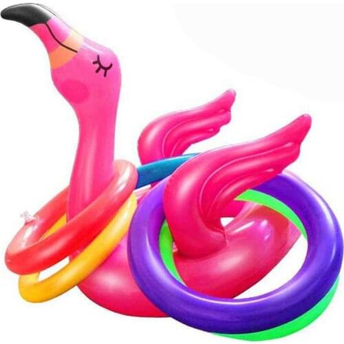 Tropical Flamingo Party Decoration Inflatable Ring Throwing Ferrule Hawaii Pool Game Toy Kids Outdoor Beach Summer Party Toy