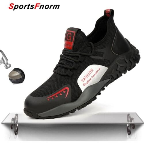 Safety Work Boots For Men Breathable Safety Shoes Mesh Work Shoes Men And Women Steel Toe Puncture-proof Indestructible Sneakers