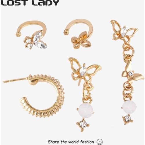 Lost Lady Fashion Clip On Earrings Fake Cartilage Mixed Earring Sets for Women Men No Pierced Wedding Jewelry Sets Wholesale