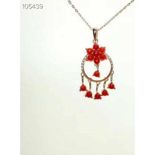 KJJEAXCMY boutique jewelry 925 sterling silver natural red coral female pendant necklace support test 3