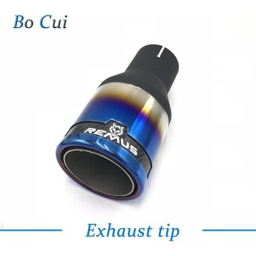 1PCS Remus Car Exhaust Tip Stainless Steel Blue End Exhaust Muffler Universal Tip