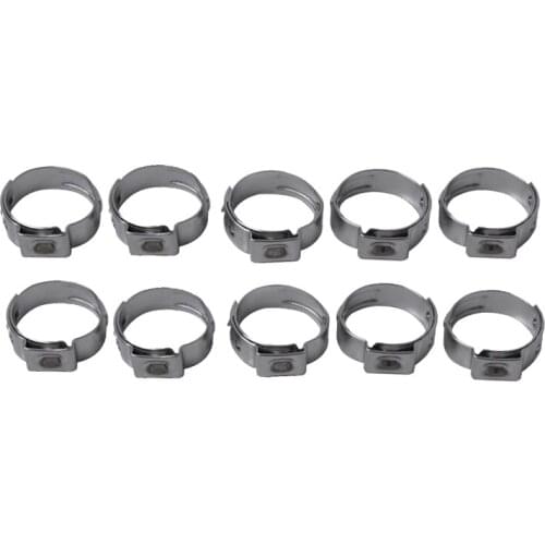 10 Pieces Single Ear Stainless Steel Hose Clamps Coolant Gas 10.8-13.3mm